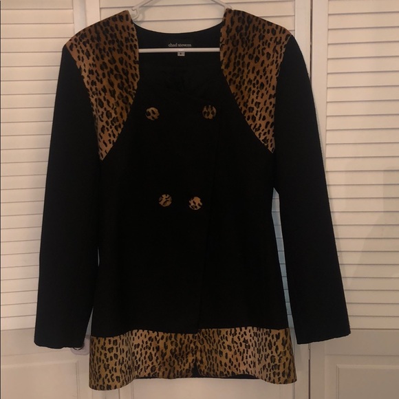 Vintage Chad Stevens leopard black blazer top The Nanny Costume Halloween - Picture 1 of 5